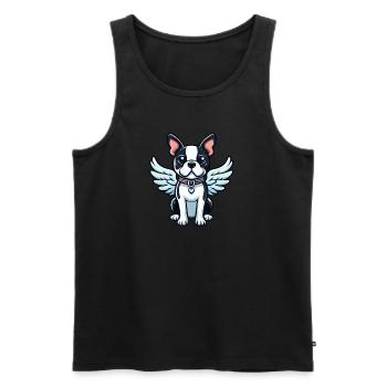 Cute Boston Terrier Angel in Comic Style - Men's Premium Organic Tank Top - black - Front - Michal (187cm)