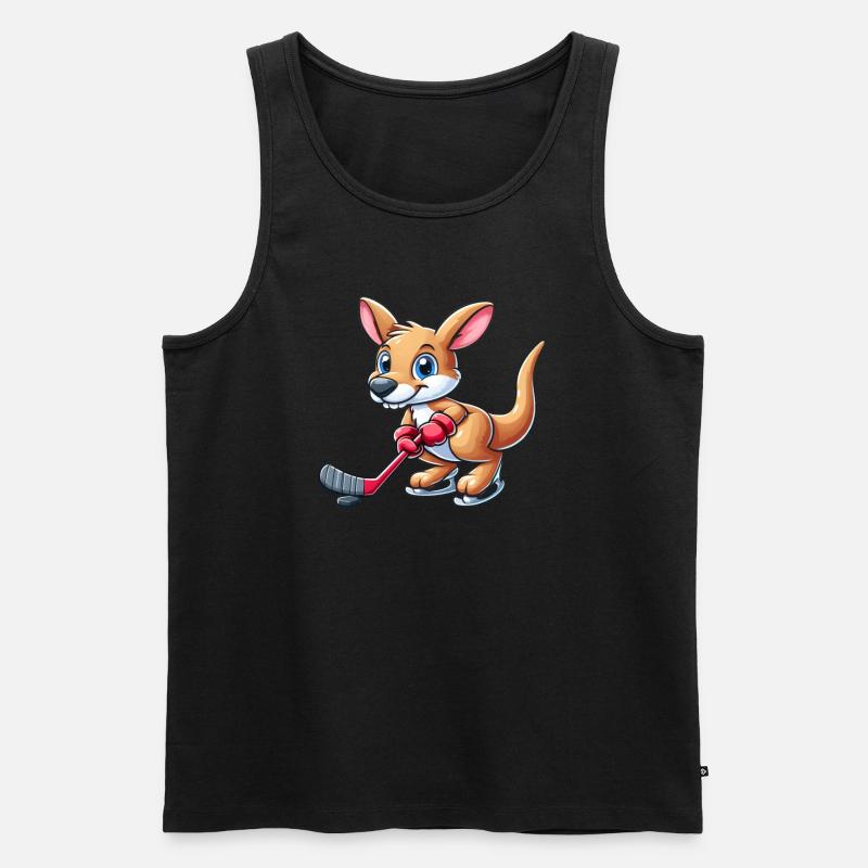 Känguru Eishockey Spieler - Männer Premium Bio Tank Top - Schwarz
