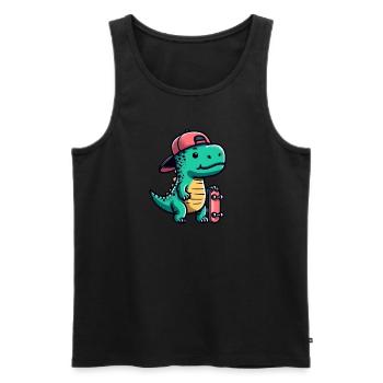 T-Rex Skateboarder: un amusant et créatif - Débardeur bio Premium Homme - noir - Devant - Michal (187cm)