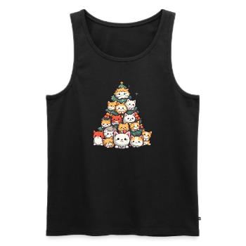 Christmas Magic: Cartoon Cats in the Christmas Tree - Men's Premium Organic Tank Top - black - Front - AI Model Male 178 light (178cm)