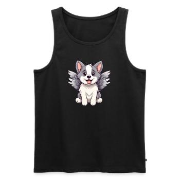 Bande dessinée mignonne Angel Husky - Débardeur bio Premium Homme - noir - Devant - AI Model Male 178 light (178cm)
