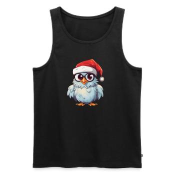 Hibou de Noël blanc : l’élégance festive - Débardeur bio Premium Homme - noir - Devant - Michal (187cm)