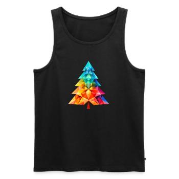 Magie polyvalente : Arbre de Noël polygonal coloré - Débardeur bio Premium Homme - noir - Devant - AI Model Male 178 light (178cm)