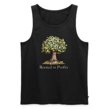 Money Tree Magic "Rooted in Profits" - Men's Premium Organic Tank Top - black - Front - AI Model Male 178 light (178cm)