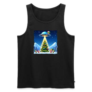 Christmas Alien UFO Imp Abduction - Men's Premium Organic Tank Top - black - Front - AI Model Male 178 light (178cm)