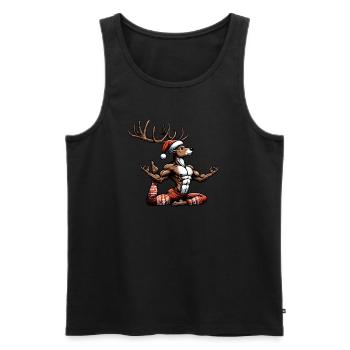 Reindeer Yoga Meditation Christmas - Men's Premium Organic Tank Top - black - Front - AI Model Male 178 light (178cm)