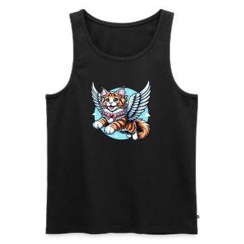 Maine Coon Katze Engel Fliegen - Männer Premium Bio Tank Top - Schwarz - Vorne - AI Model Male 178 light (178cm)