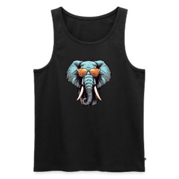 Cool African elephant with sunglasses and - Men's Premium Organic Tank Top - black - Front - AI Model Male 178 light (178cm)