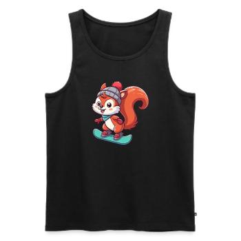 Aventures hivernales avec les écureuils – Snowboard Fun - Débardeur bio Premium Homme - noir - Devant - Michal (187cm)
