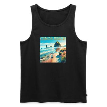 Cannon Beach Oregon Beach vacances Design - Débardeur bio Premium Homme - noir - Devant - AI Model Male 178 light (178cm)