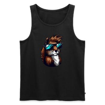 Cool Squirrel with Sunglasses – Stylish - Men's Premium Organic Tank Top - black - Front - AI Model Male 178 light (178cm)