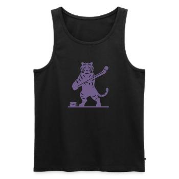 Tigre Hockey Sur Glace Silhouette De Joueur De Hockey Sur Glace - Débardeur bio Premium Homme - noir - Devant - Michal (187cm)