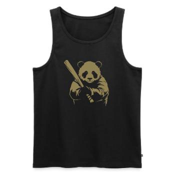 Minimalistische Panda Baseballspieler Silhouette - - Männer Premium Bio Tank Top - Schwarz - Vorne - AI Model Male 178 light (178cm)