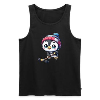 Joueur de hockey sur glace Penguin - La star sur la glace - Débardeur bio Premium Homme - noir - Devant - Michal (187cm)