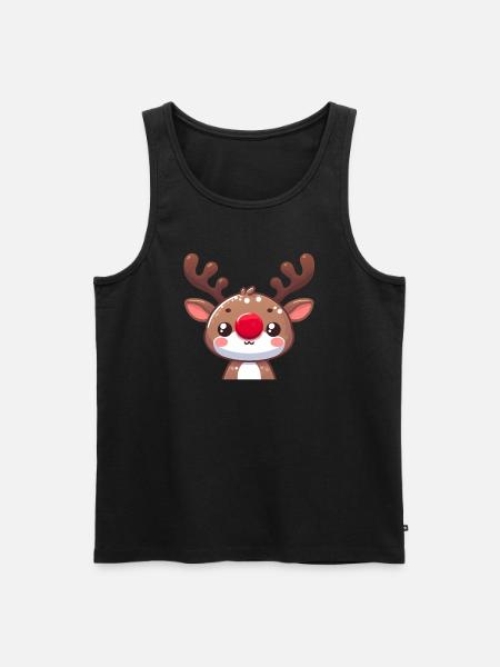 Comic Reindeer with Giant Glowing Nose - Men's Premium Organic Tank Top - black