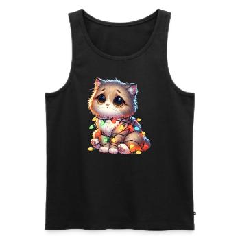 Cute Christmas Cat - Funny - Men's Premium Organic Tank Top - black - Front - Michal (187cm)