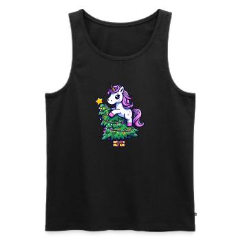 Licorne de Noël - Magique Assis sur le bronzage - Débardeur bio Premium Homme - noir - Devant - Michal (187cm)
