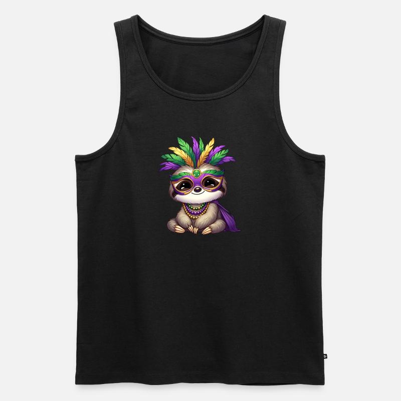 Mardi Gras Sloth Comic Design - Men's Premium Organic Tank Top - black