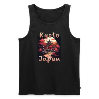 Kyoto Japan: Sonne und Flagge im Grunge-Stil - Männer Premium Bio Tank Top - Schwarz - Vorne - Michal (187cm)