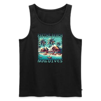 Maldives Reethi Beach Grunge Loisirs - Débardeur bio Premium Homme - noir - Devant - Michal (187cm)