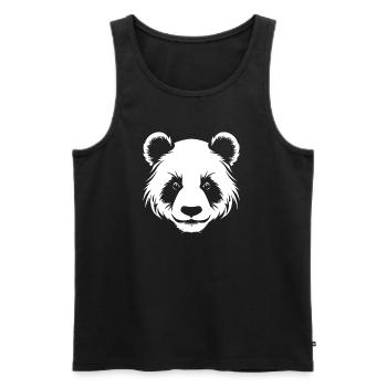 Portrait de tête de silhouette de panda - Débardeur bio Premium Homme - noir - Devant - Michal (187cm)