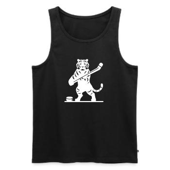 Tigre Hockey Sur Glace Silhouette De Joueur De Hockey Sur Glace - Débardeur bio Premium Homme - noir - Devant - Michal (187cm)