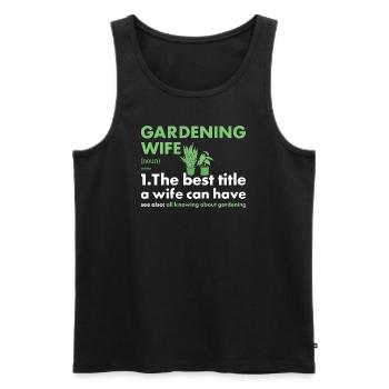 Jardinier Femme Définition Jardinage - Débardeur bio Premium Homme - noir - Devant - Michal (187cm)