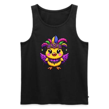 Mardi Gras poulet, plume coiffe poussin, carnaval - Débardeur bio Premium Homme - noir - Devant - Michal (187cm)