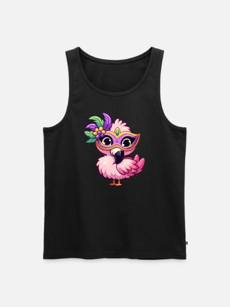 Mardi Gras Comic Flamingo - Men's Premium Organic Tank Top - black