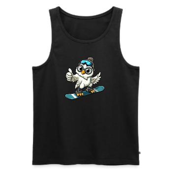Owl Snowboarder Aventure hivernale - Débardeur bio Premium Homme - noir - Devant - Michal (187cm)