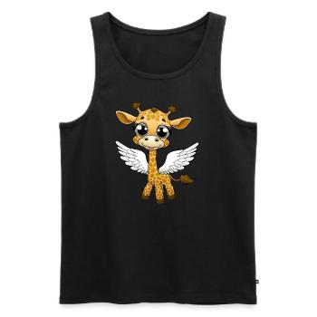 Une jolie girafe de dessin animé est un ange avec des ailes - Débardeur bio Premium Homme - noir - Devant - Michal (187cm)