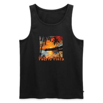 Puerto Plata République Dominicaine Vacances Plage - Débardeur bio Premium Homme - noir - Devant - Michal (187cm)