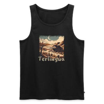 Terlingua: Ghost town with grunge flair in Texas - Men's Premium Organic Tank Top - black - Front - AI Model Male 178 light (178cm)