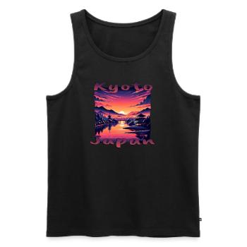 Kyoto bei Sonnenuntergang: Pagoden & Flüsse - Männer Premium Bio Tank Top - Schwarz - Vorne - AI Model Male 178 light (178cm)