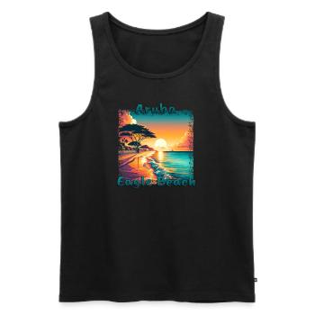 Grunge Summer Getaway Eagle Beach Aruba - Men's Premium Organic Tank Top - black - Front - Michal (187cm)