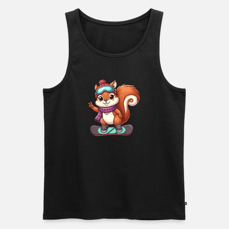 Snowboard Eichhörnchen Winterabenteuer - Männer Premium Bio Tank Top - Schwarz