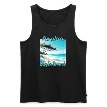 Aruba Vacation Eagle Beach Design - Men's Premium Organic Tank Top - black - Front - AI Model Male 178 light (178cm)