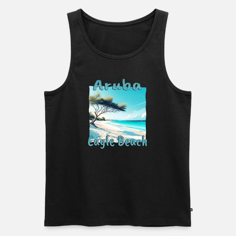 Aruba Urlaub Eagle Beach Design - Männer Premium Bio Tank Top - Schwarz
