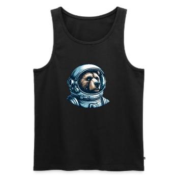 Pensive bear in outer space - Men's Premium Organic Tank Top - black - Front - AI Model Male 178 light (178cm)