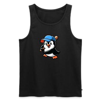 Pinguin Baseballspieler Action - Männer Premium Bio Tank Top - Schwarz - Vorne - Michal (187cm)