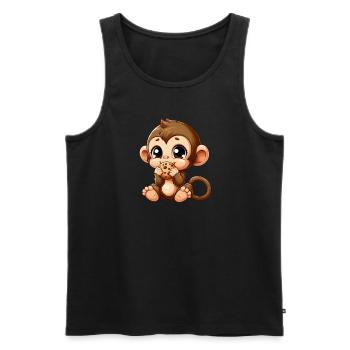 Mignon chimpanzé grignote sur des biscuits - Débardeur bio Premium Homme - noir - Devant - Michal (187cm)