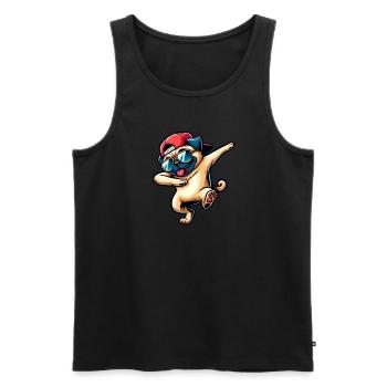 Dancing Pug Dabbing Pose Stylish - Men's Premium Organic Tank Top - black - Front - Michal (187cm)