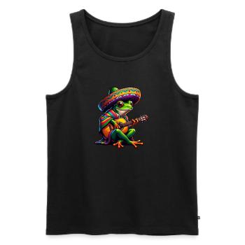 Cinco de Mayo Frog Guitare Mariachi - Débardeur bio Premium Homme - noir - Devant - Michal (187cm)
