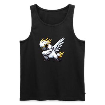 Cute Cartoon Comic Cockatoo Dabbing - Men's Premium Organic Tank Top - black - Front - Michal (187cm)