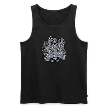 Kraken the Sea Creature destroying a Marine Vessel - Men's Premium Organic Tank Top - black - Front - AI Model Male 178 light (178cm)