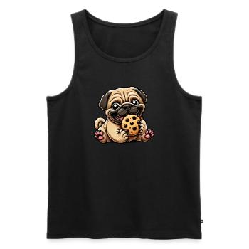 Mops Cookie Süßer Nachtisch Keks - Männer Premium Bio Tank Top - Schwarz - Vorne - Michal (187cm)
