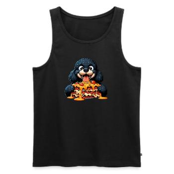Schwarzer Pudel liebt Lasagne Comic - Männer Premium Bio Tank Top - Schwarz - Vorne - AI Model Male 178 light (178cm)