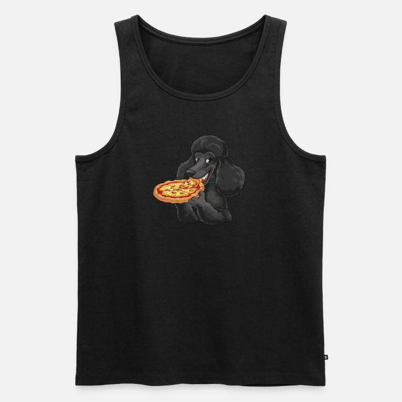 Schwarzer Pudel Pizza Comic - Männer Premium Bio Tank Top - Schwarz
