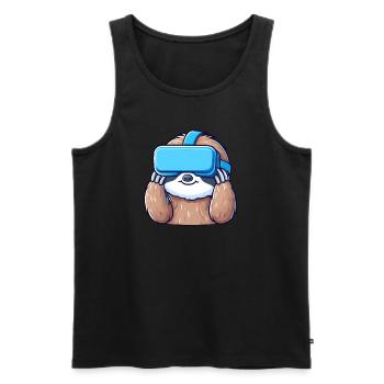 Sloth as VR Gamer: Cool and Digital - Men's Premium Organic Tank Top - black - Front - Michal (187cm)