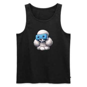 Poodle VR Gamers : Explorateurs de mondes virtuels - Débardeur bio Premium Homme - noir - Devant - Michal (187cm)